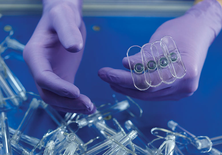 gloves holding syringes